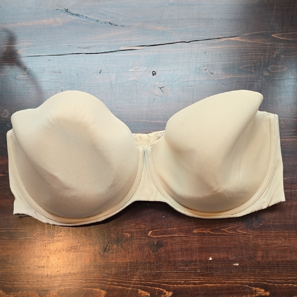 Cacique Cream Strapless Bra with Underwire Support